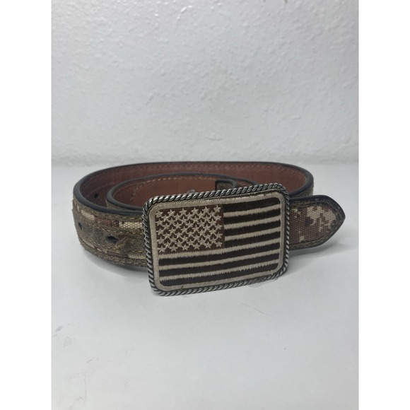 Ariat Other - Ariat Kids American Flag Belt  Buckle & Digital Camo Strap Aged Bark Boys 20 In